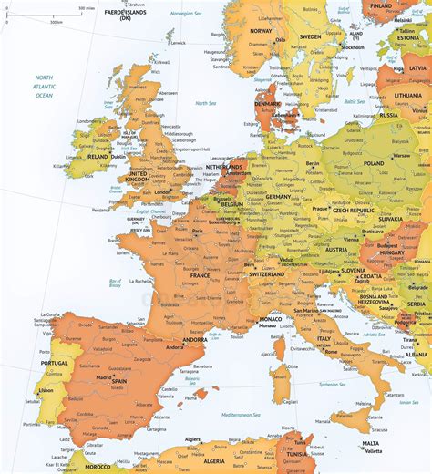 detailed map of western europe