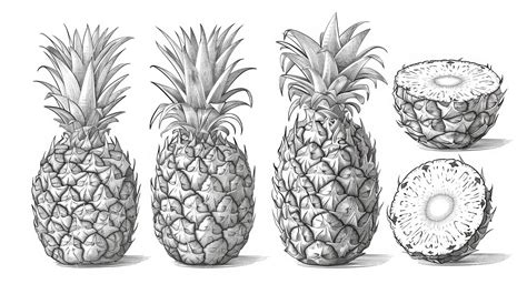 Detailed Pineapple Drawing