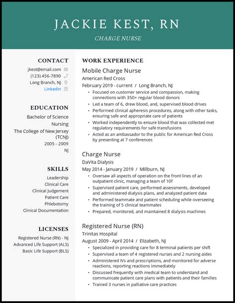 detailed resume format for nurses