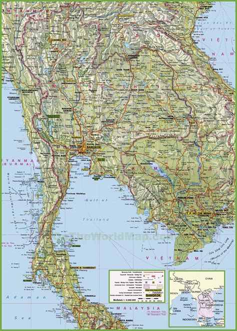 detailed road map of thailand