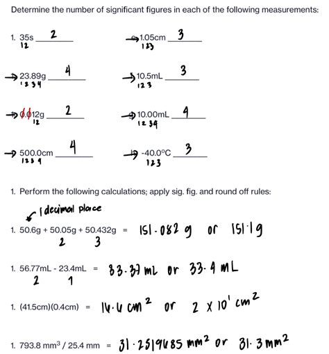 determine the number of significant figures in each measurement