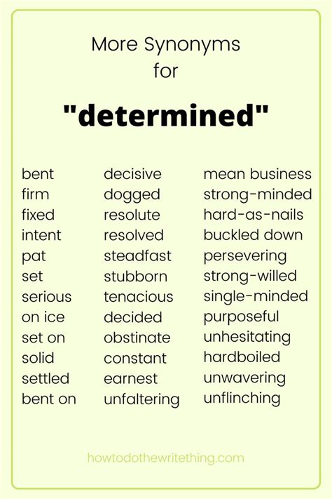 determined synonym list