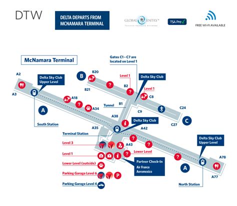 detroit airport terminal map delta flights