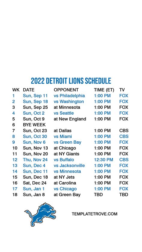 detroit lions 2025 schedule