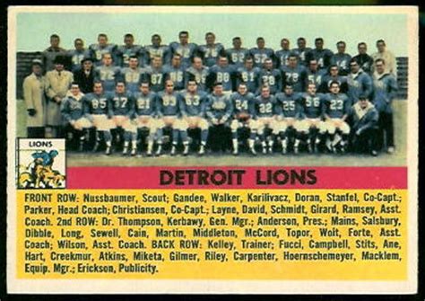 detroit lions roster 1956