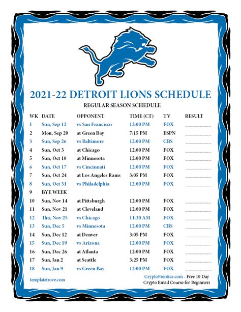 detroit lions schedule 2021 free 5