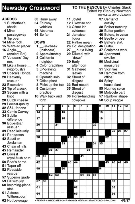 detroit news daily printable crossword puzzle