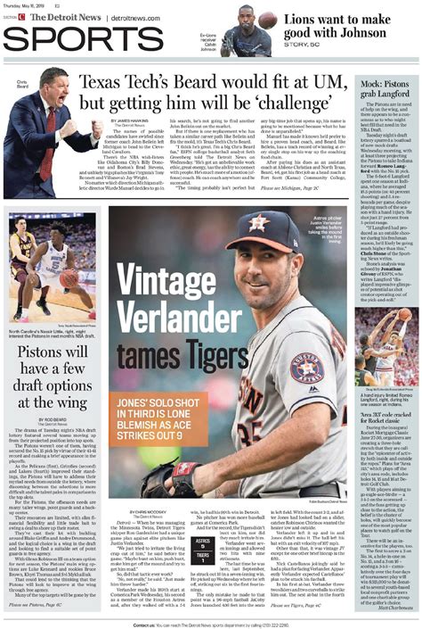 detroit news sports section january 8