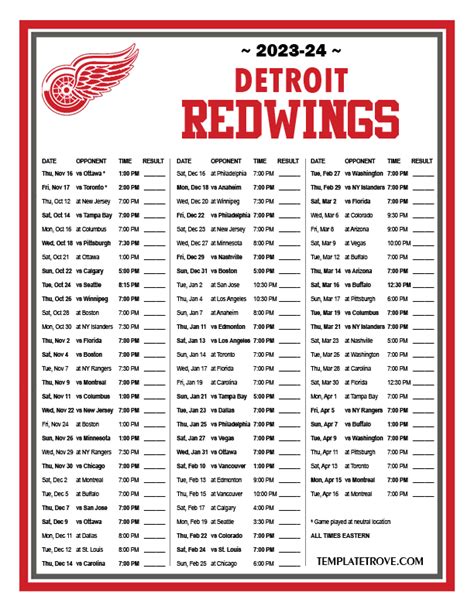 detroit red wings schedule 2023 2024