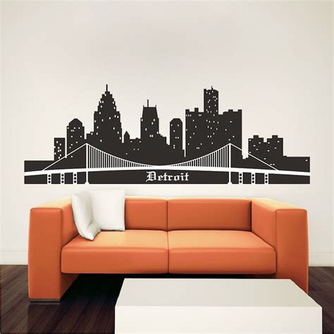 detroit skyline wall mural