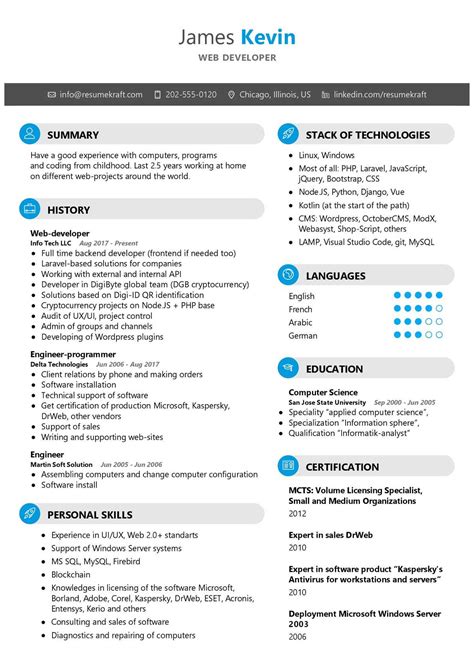 developer cv format
