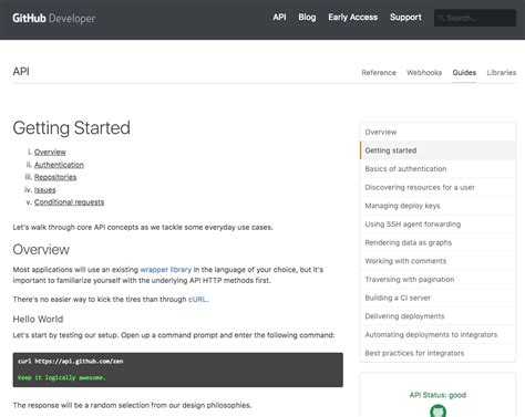 developer documentation examples