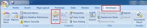 Developer Tab Insert Grayed Out