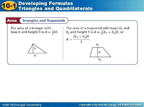 Developing Formulas For Triangles And Quadrilaterals 10-1