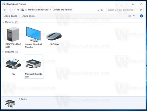 Devices And Printers Shortcut Command Windows 10