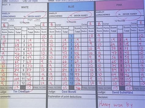 devin haney vs lomachenko score cards