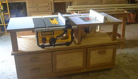Unique outfeed table for DeWalt DW745 contractor table saw