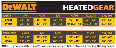 Dewalt Heated Jacket Size Guide