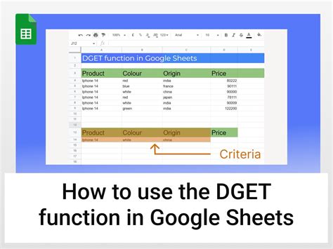 Google Sheets DGET How to Use DGET in Google Sheets Google Sheets
