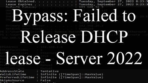 dhcp lease failed vmware