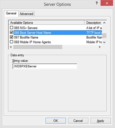 dhcp scope options for wds