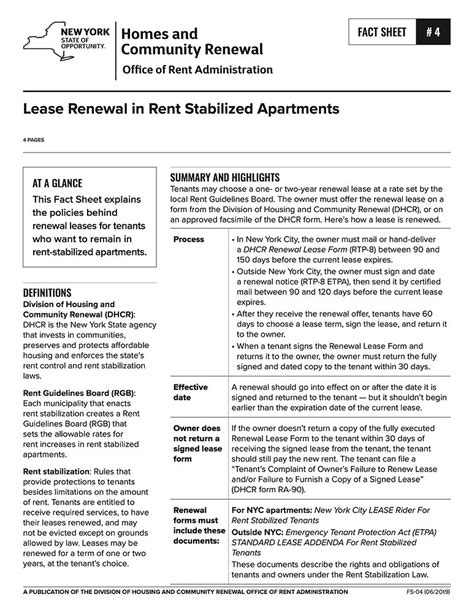 dhcr rent stabilized lease renewal