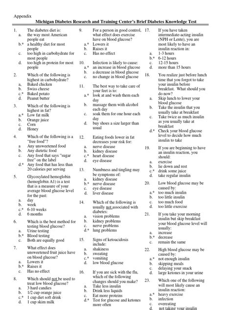 Diabetes Knowledge Test