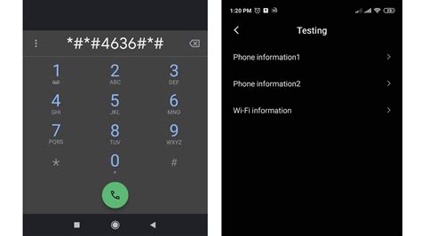 dial code to check phone display