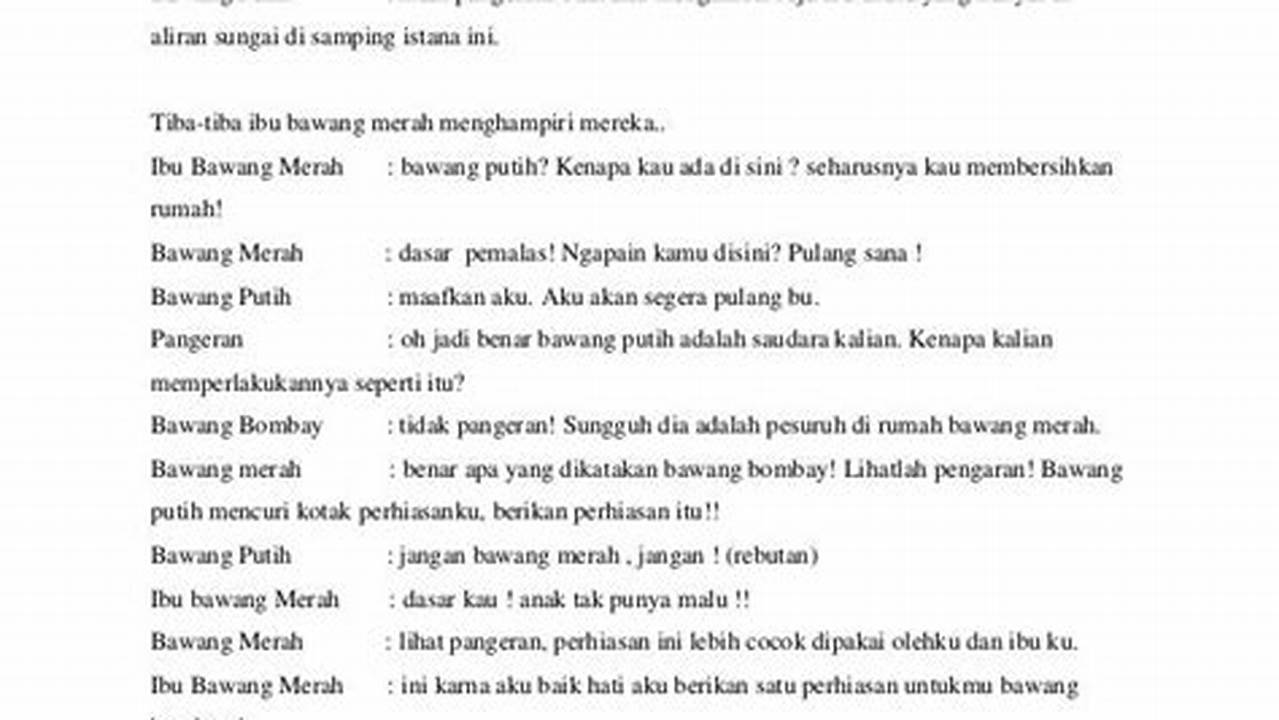 Dialog Bawang Merah Bawang Putih Bahasa Jawa Singkat