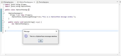 dialog box example in java