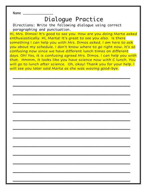 Dialogue Kid Friendly Worksheets