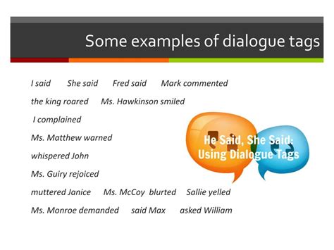 dialogue tag examples pdf