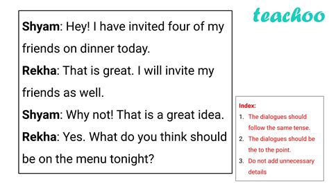 dialogue writing examples pdf class 8
