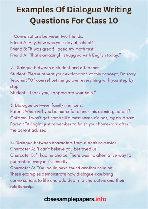 dialogue writing topics for class 10 with answers