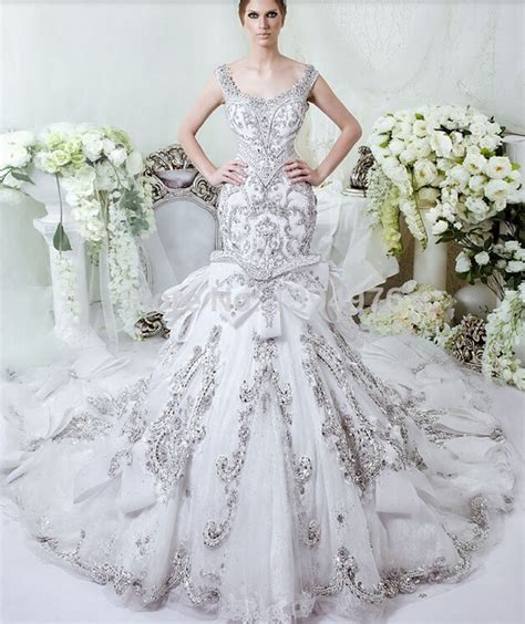Luxurious Crystal Diamond Beaded Mermaid Wedding Dresses 2016
