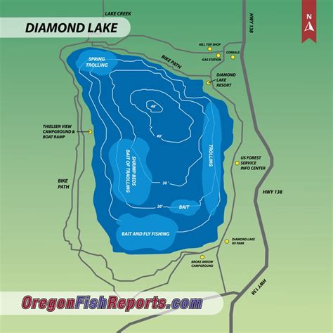 diamond lake oregon fishing map