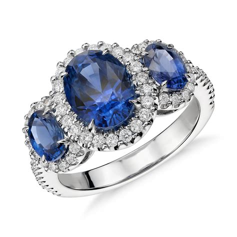 diamond sapphire halo ring
