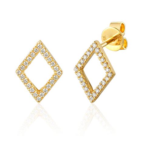 Diamond Shape Gold Earrings
