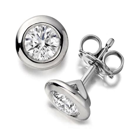 Diamond Stud Earrings Bezel Set