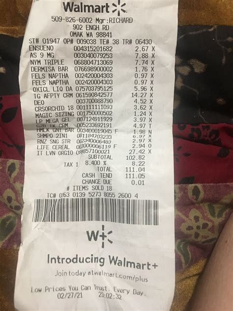 Diapers Walmart Receipt