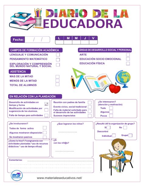 diario de la educadora ejemplos