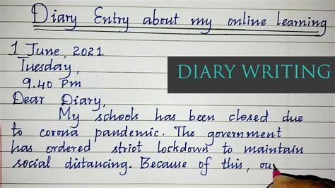 diary entry examples for class 4