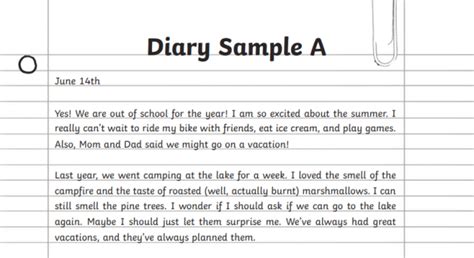 diary entry format and examples