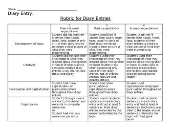 Diary Entry Rubric Grade 3