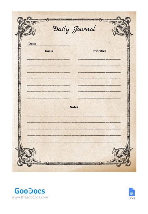 Diary Entry Template Google Docs