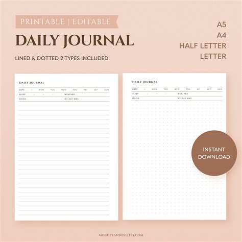 diary page templates