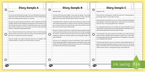 diary writing examples for class 5