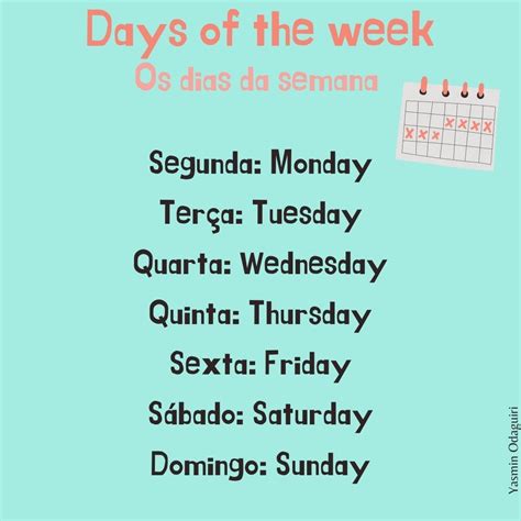 Days Of The Week In English