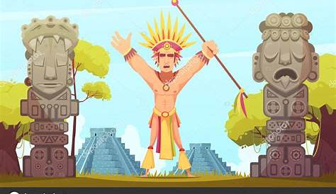 Ilustración de vector de marco de dibujos animados de civilización maya