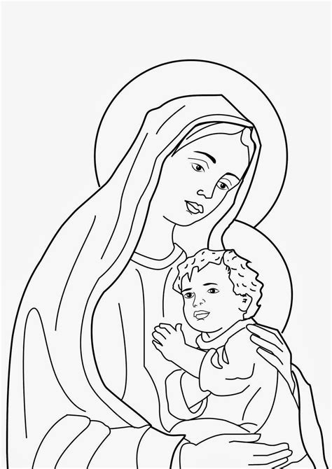 La Virgen María para colorear